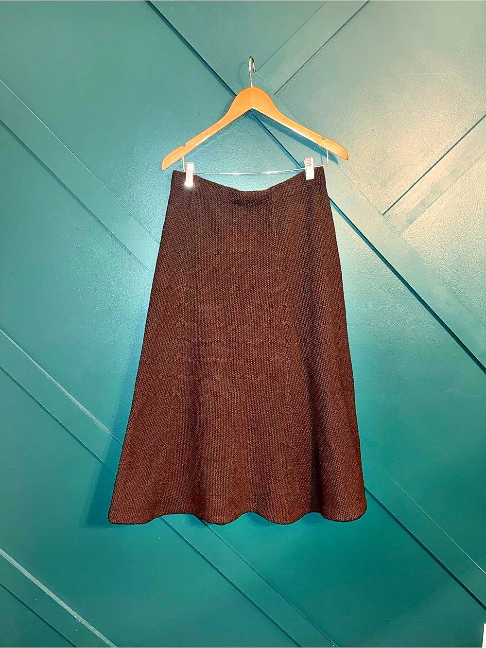 Lauren Ralph Lauren Lambs Wool Knit Midi A-Line Skirt Neutral Old Money Peppy